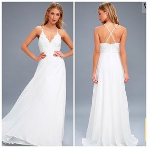 Lulu’s Madalyn White Lace Maxi Dress